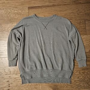 Aerie Oversized Sweatshirt Sage Green Small Olive 3/4 Sleeve Batwing